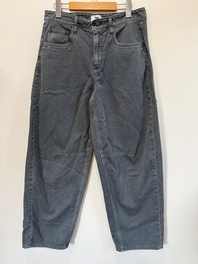 TNA Women's Faded Charcoal Barrel Leg Jeans with Cinch Waist
